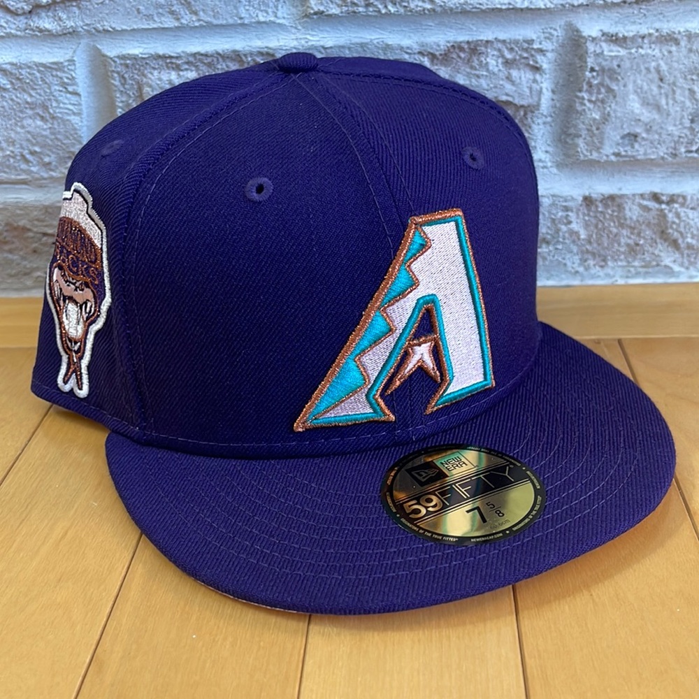 New Era 59Fifty Arizona Diamondbacks Wool Fitted Hat Size 7 5/8 Pink UV 98 Patch